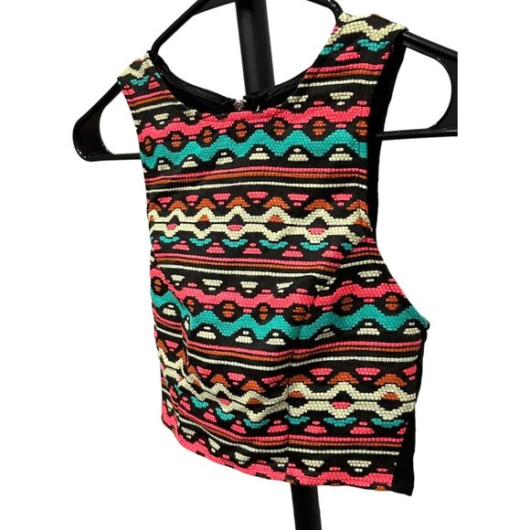 H&M Coachella NWT Womens Sleeveless Cropped Top Size 2 Boho Multicolor Pattern - Picture 3 of 8
